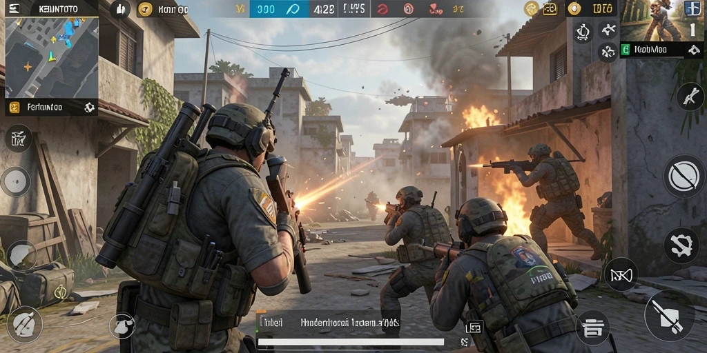 Menampilkan aksi seru gameplay KEBUNTOTO dalam pertempuran FPS.